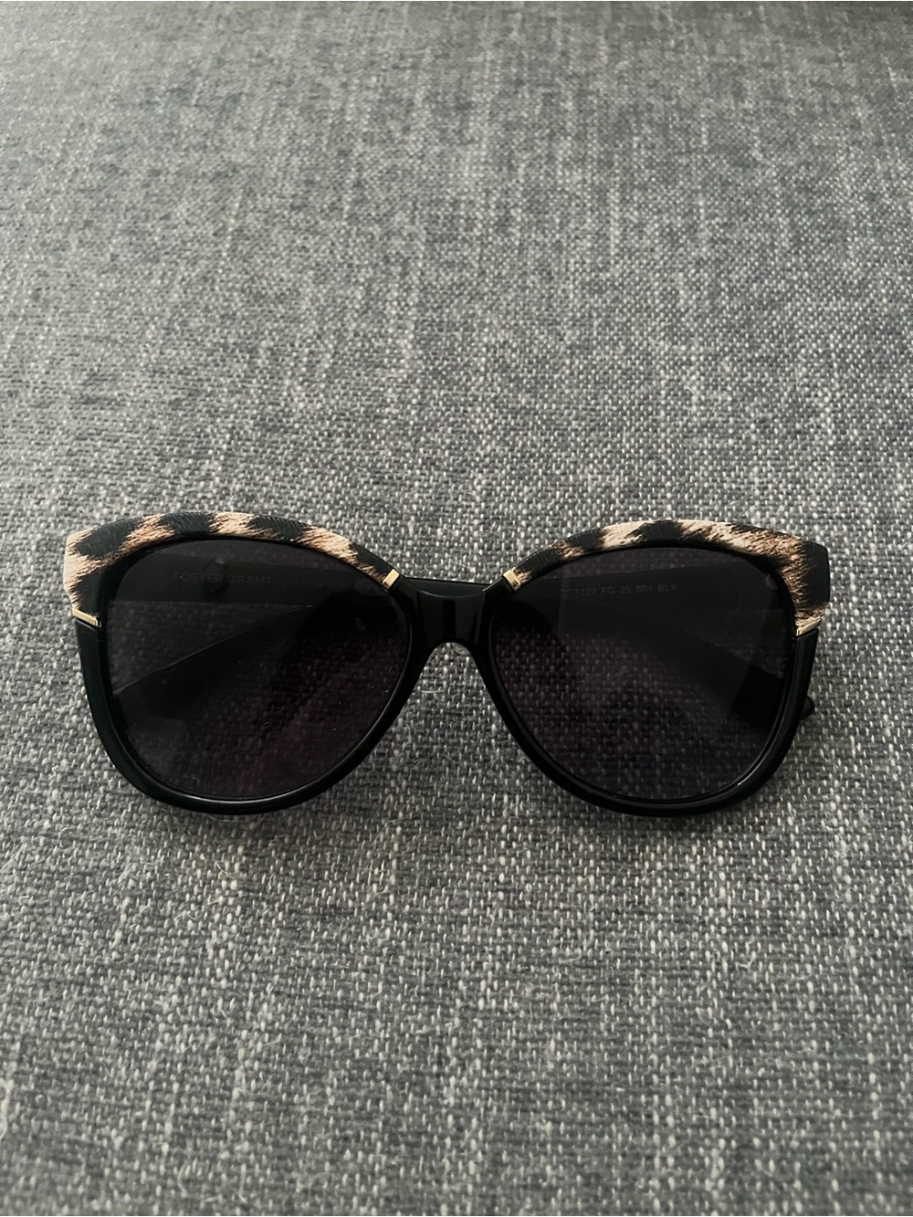 Women’s Black Sunglasses with Leopard Print Accent